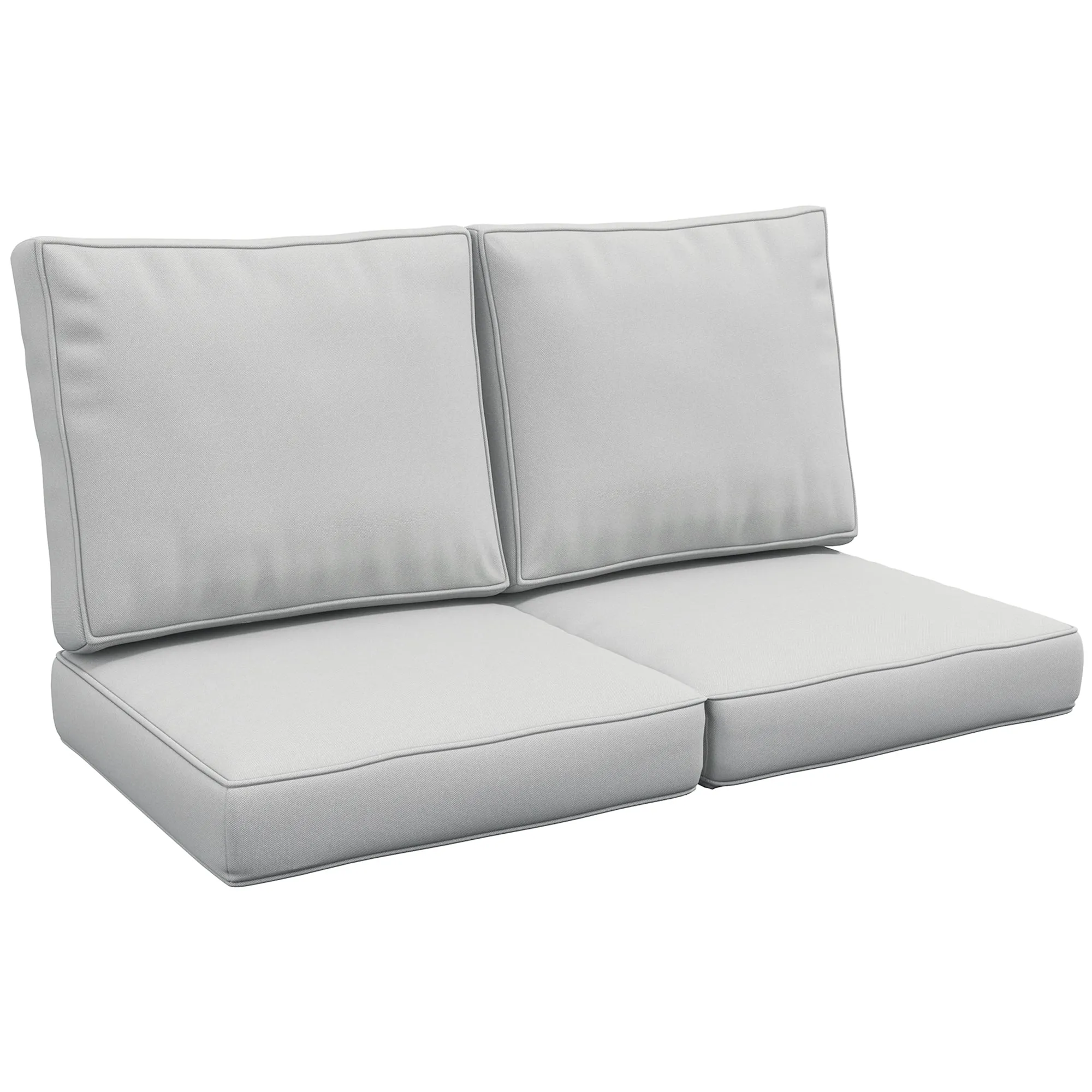 2 Seater Back and Seat Cushion Pillows Replacement Light Grey Patio Chair Cushions Set for Indoor Outdoor