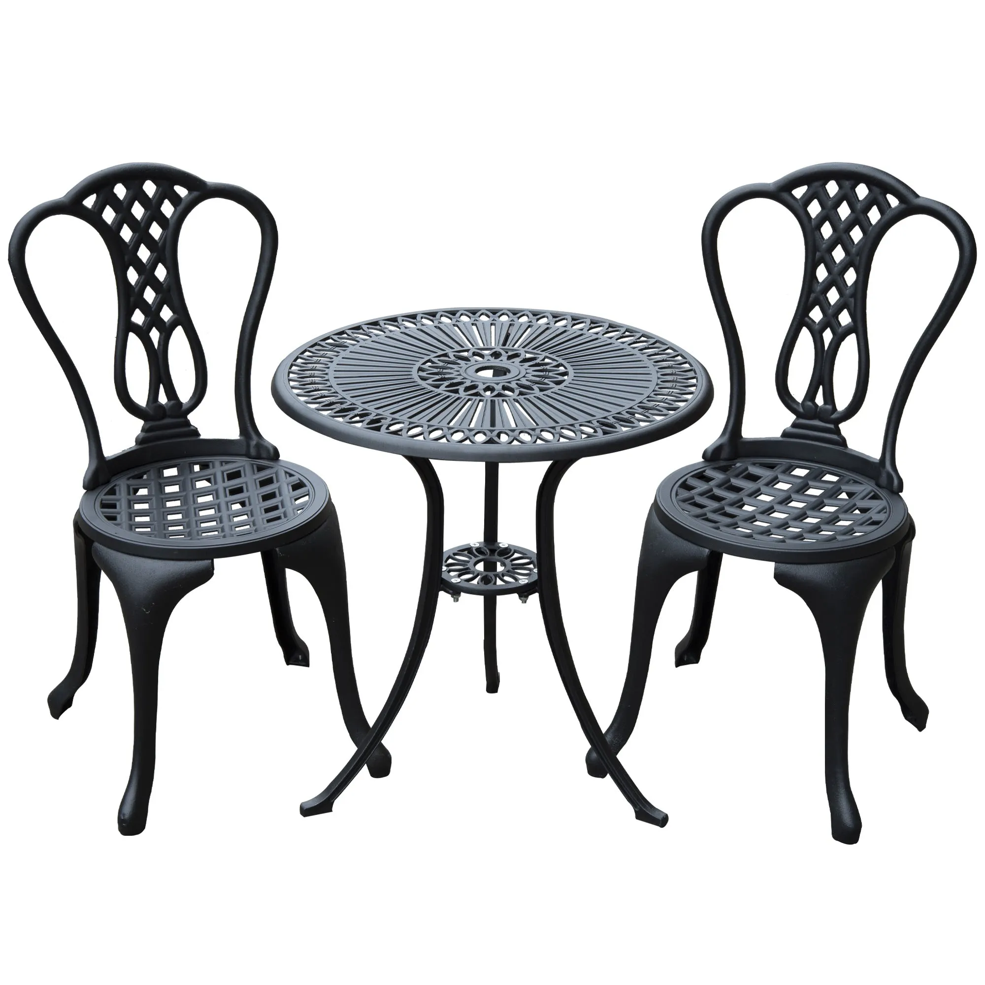 3 Piece Patio Cast Aluminium Bistro Set Garden Outdoor Furniture Shabby Chic Style