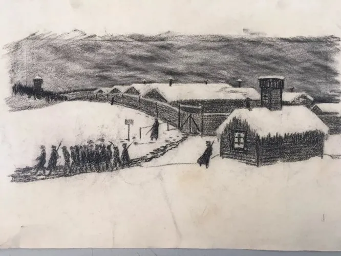 Rare dessins Crayon Fusain Poilu WW1 Guerre Camp Prisonnier Hammelburg 1915 1418