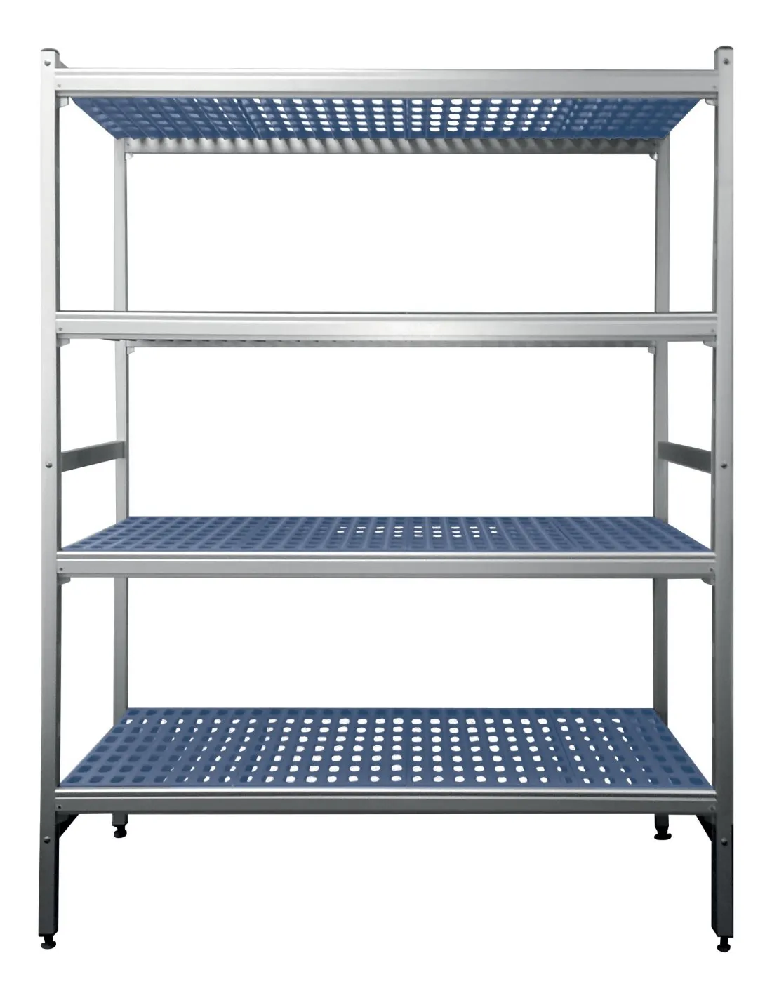 RAYONNAGE ALUMINIUM ECO 4 NIVEAUX CLAYETTES POLYPROPYLENE 2 X ECHELLE SIMPLE 4 NIVEAUX PROF-465 MM * 18510C 3 X ECHELLE DOUBLE 4