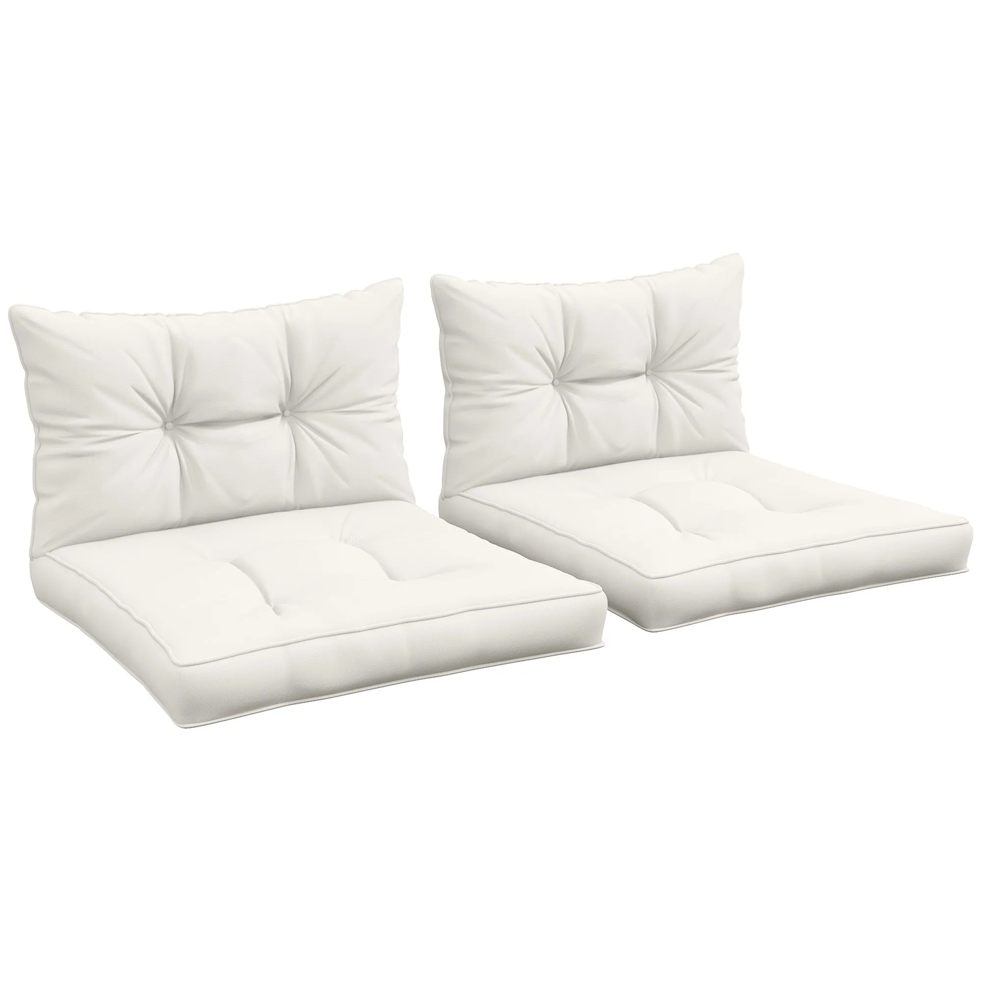 2-Piece Seat Cushions Back Pillows Replacement White Patio Chair Cushions Set for Indoor Outdoor