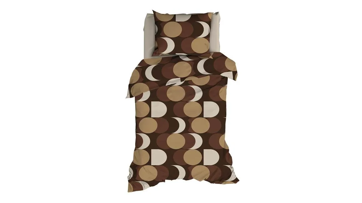 Satin d’Or Cercle Rétro housse de couette marron