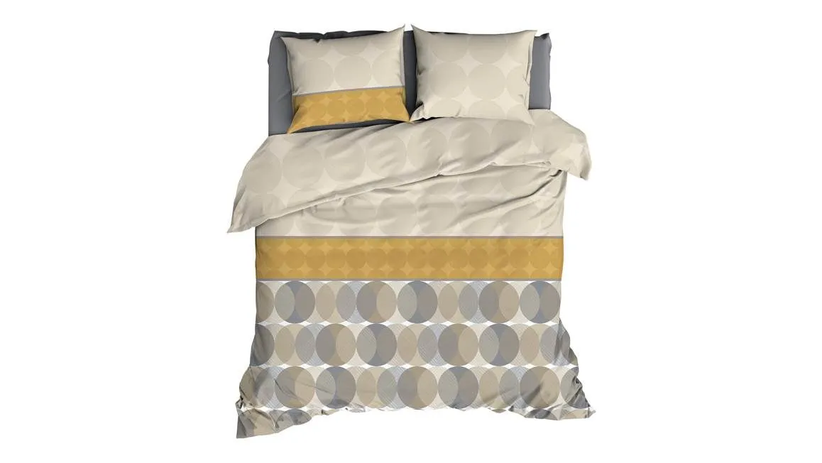 Satin d’Or Cercles housse de couette beige/ocre