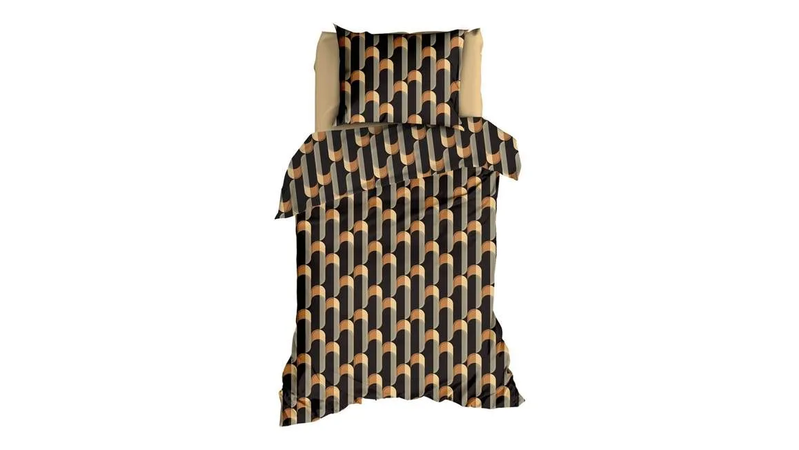 Satin d’Or Cyril housse de couette anthracite/camel