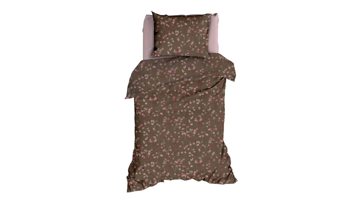 Satin d’Or Muriel housse de couette taupe/rose