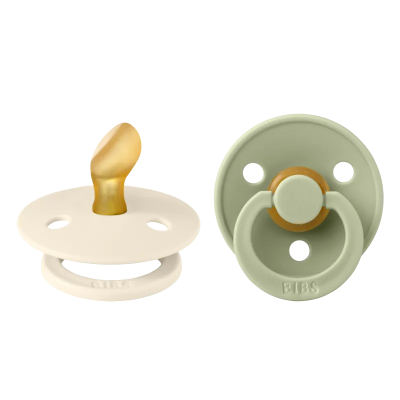 set 2 pacifiers bibs colour anatomic ivory/sage