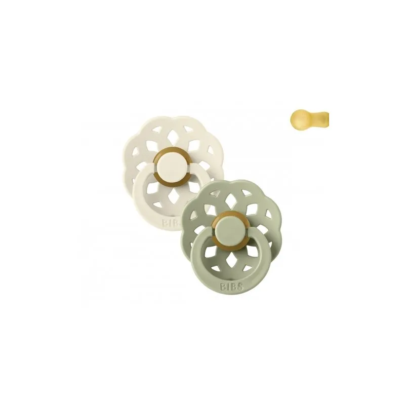 set 2 tétines bibs boheme ivory/sage