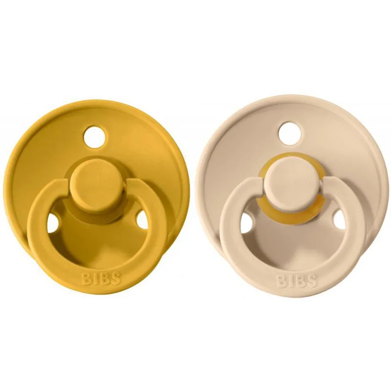 set 2 tétines bibs mustard/vanilla