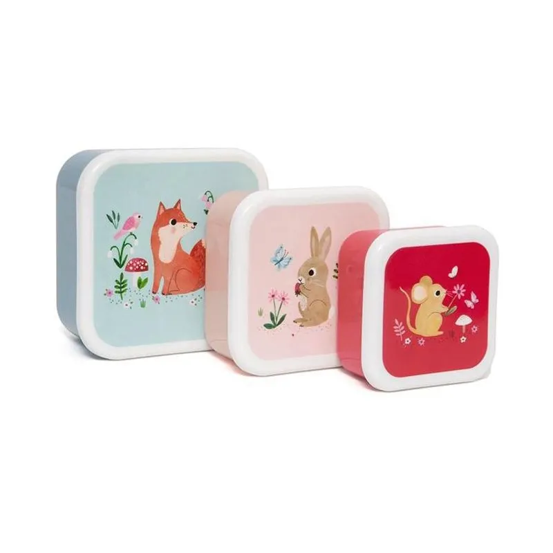 set 3 boxes petit monkey lunch woodland stone blue