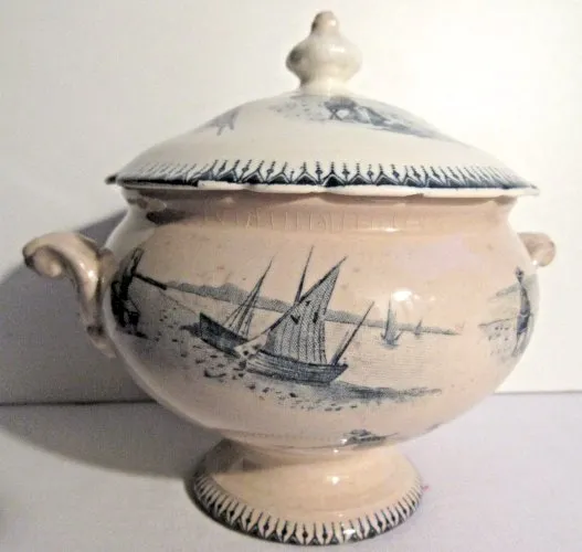 soupière jouet de poupée, dînette, Napoléon III, Lunéville ou Choisy Bord de Mer