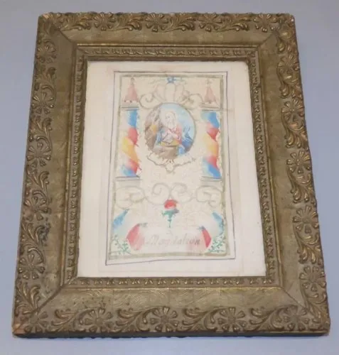 -SUPERBE CANIVET HAUTE EPOQUE Marqué MAGDALENA Sous Verre Cadre doré post.  D