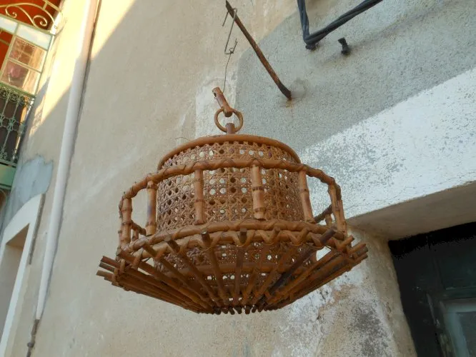 Suspension vintage Rotin ,osier et bambou