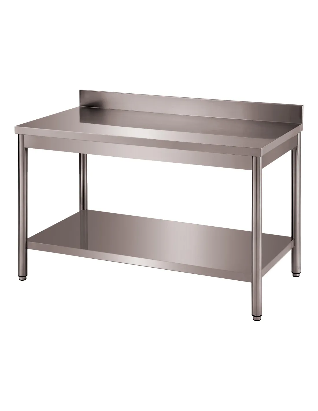 TABLE ADOSSEE DEMONTABLE INOX 304. ET.BASSE. PIEDS RONDS L (en mm) : 1 600 - P (en mm) : 700 H (en mm) : 850