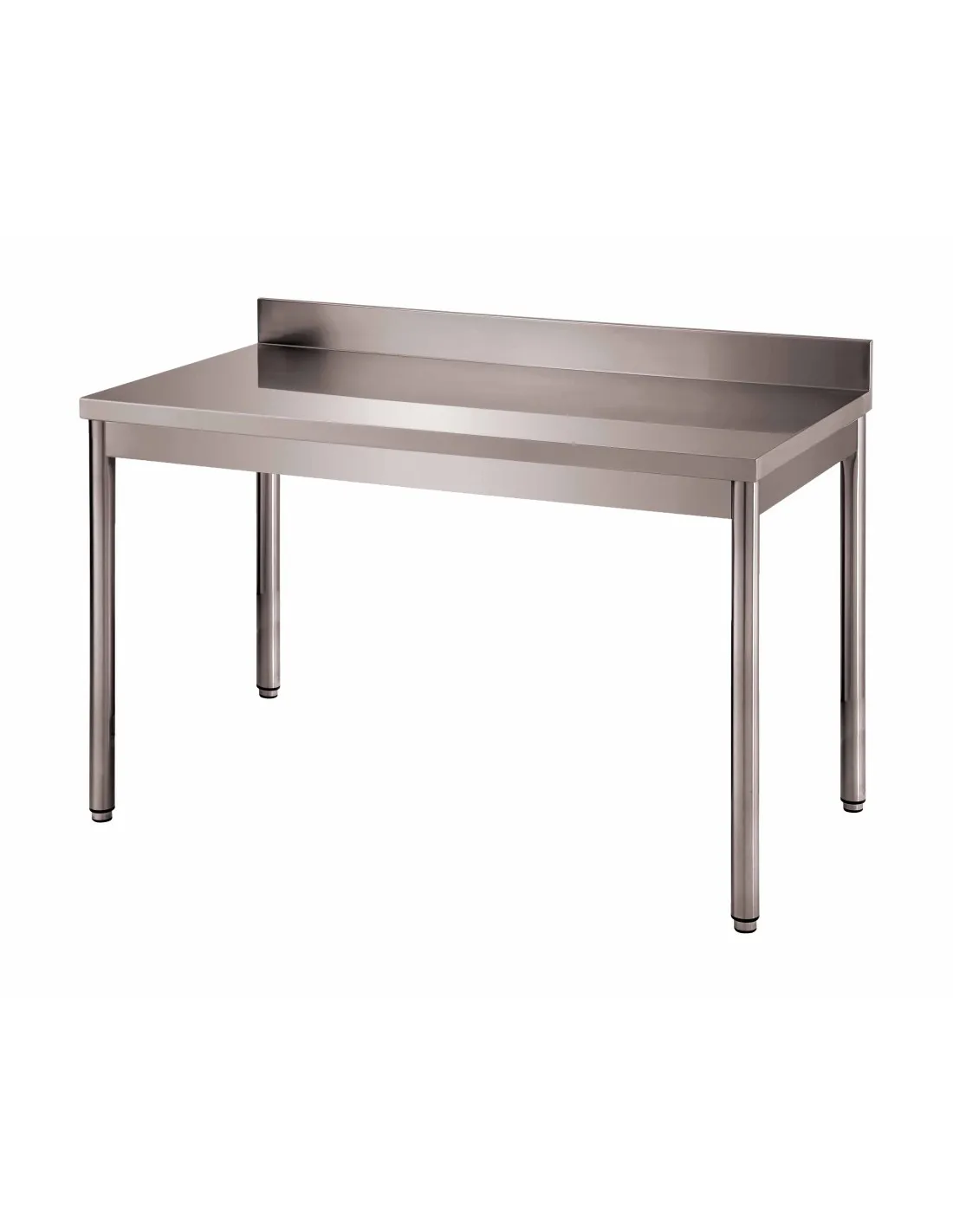 TABLE ADOSSEE DEMONTABLE INOX 304. PIEDS RONDS. L (en mm) : 1 200 - P (en mm) : 600 H (en mm) : 850