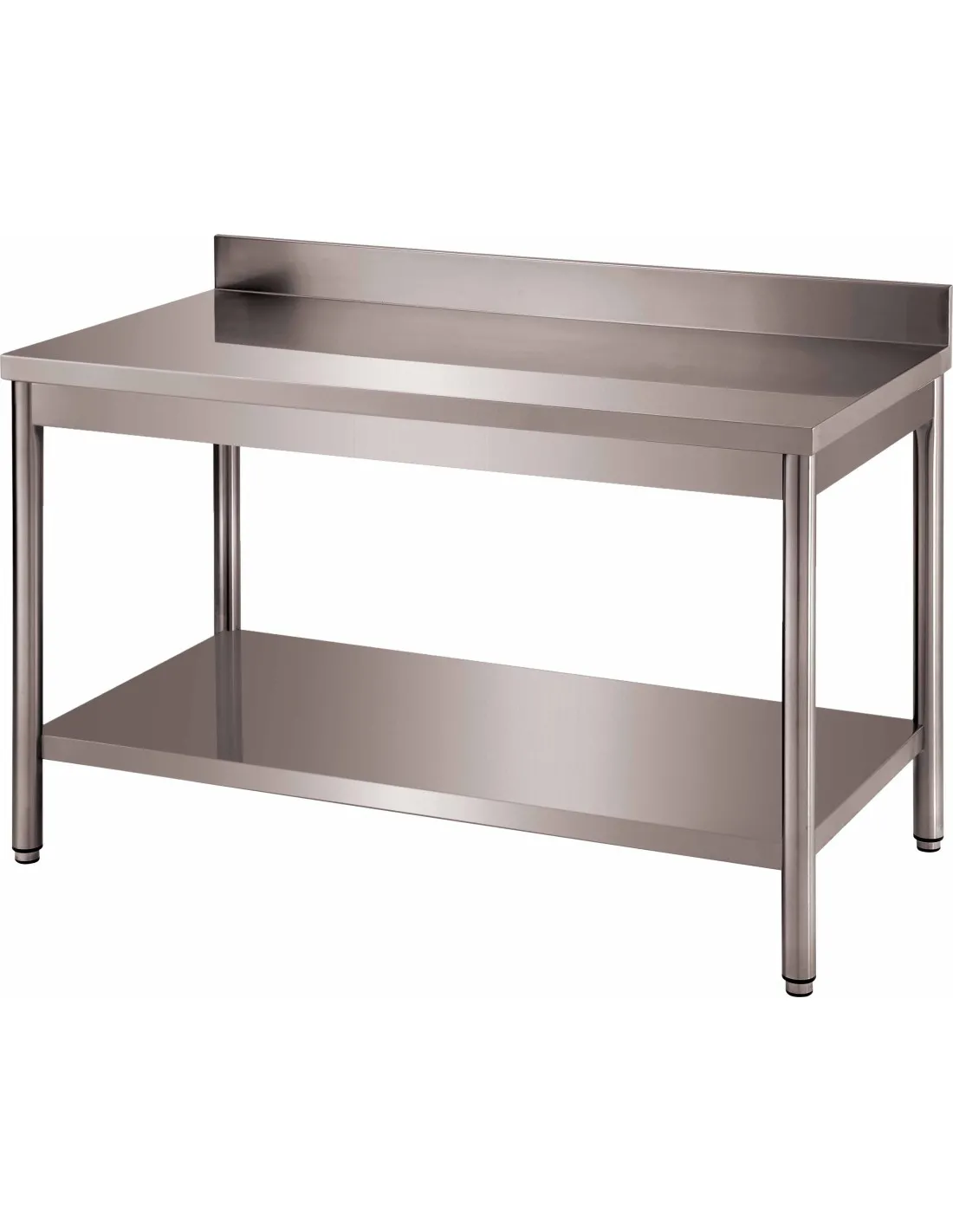 TABLE ADOSSEE DEMONTABLE INOX. ET.BASSE. PIEDS RONDS L (en mm) : 1 000 - P (en mm) : 700 H (en mm) : 850