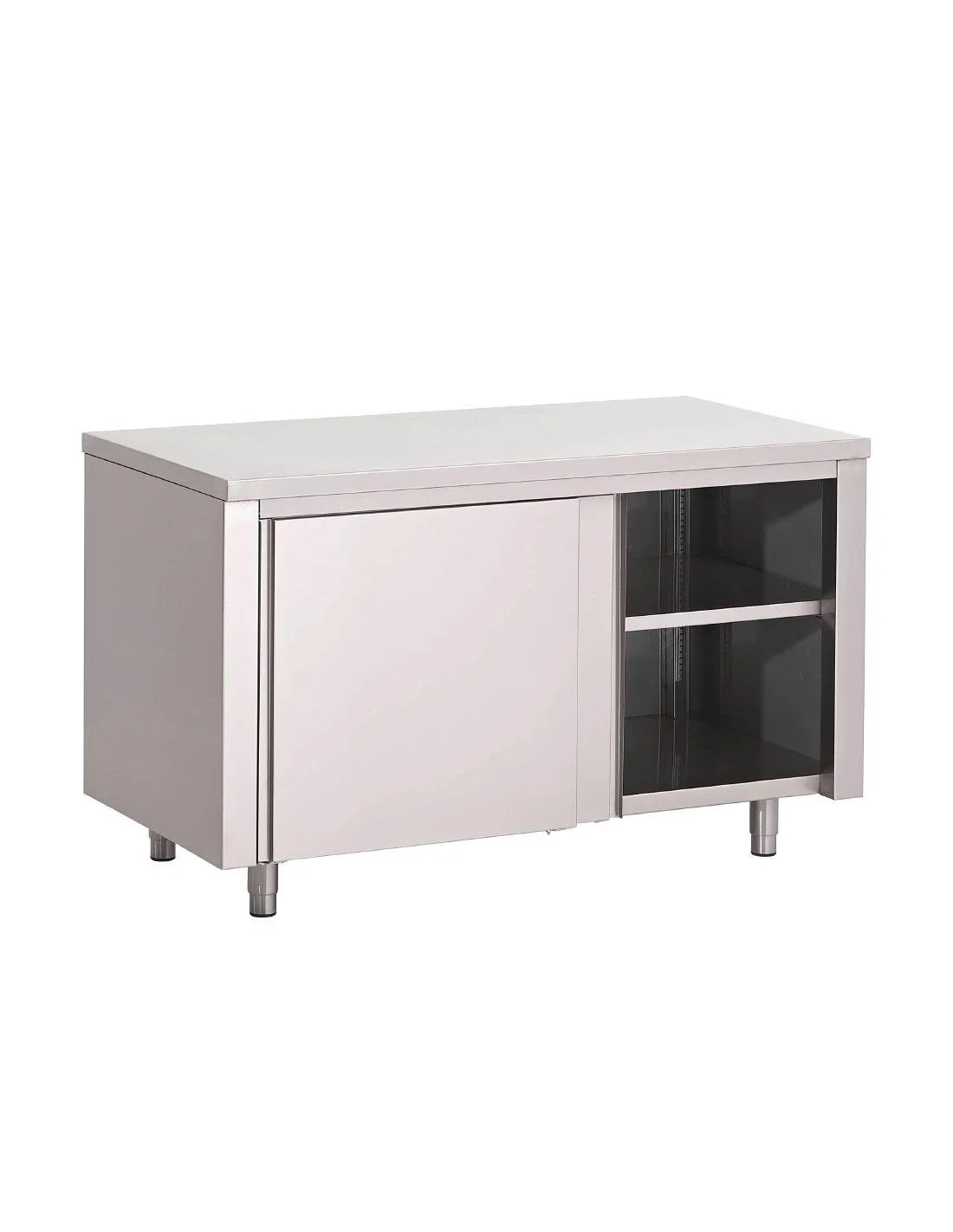 Table armoire inox avec portes coulissantes Gastro M 1600 x 700 x 850mm