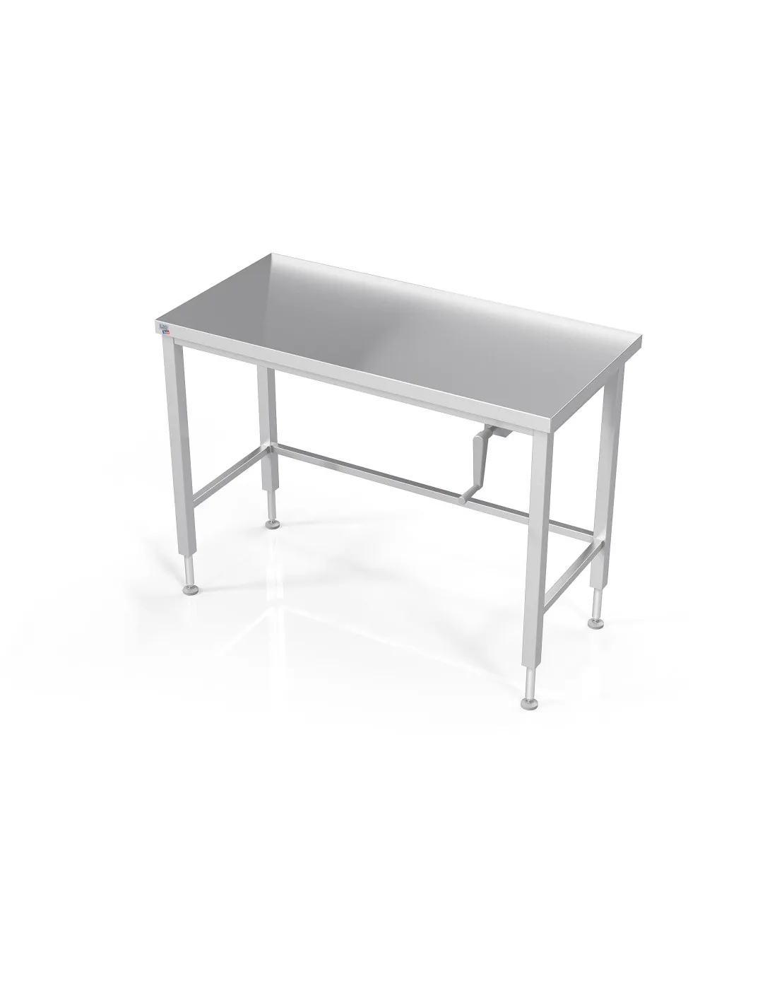 TABLE INOX SOUDEE INOX 304 CENTRALE CONFOR'TABLE REGLABLE EN HAUTEUR PAR MANIVELLE L (en mm) : 1 600 - P (en mm) : 700 H (en mm)