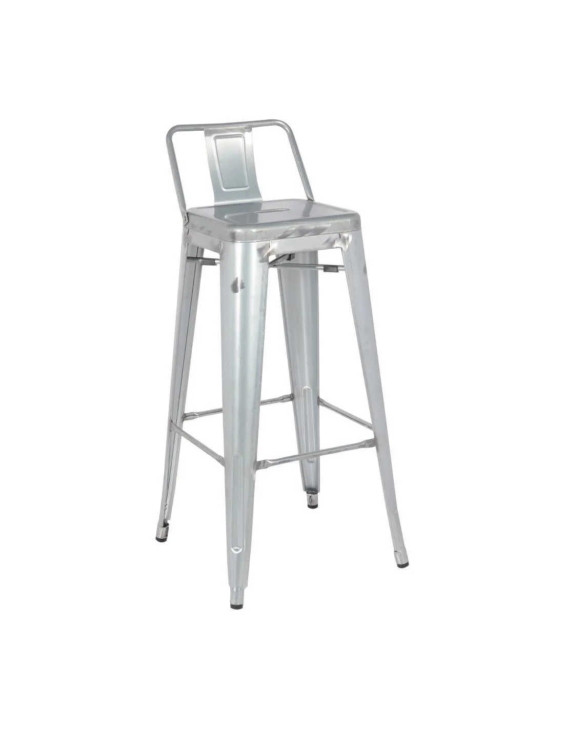 Tabouret haut en acier galvanisé avec dossier Bolero Bistro (lot de 4)