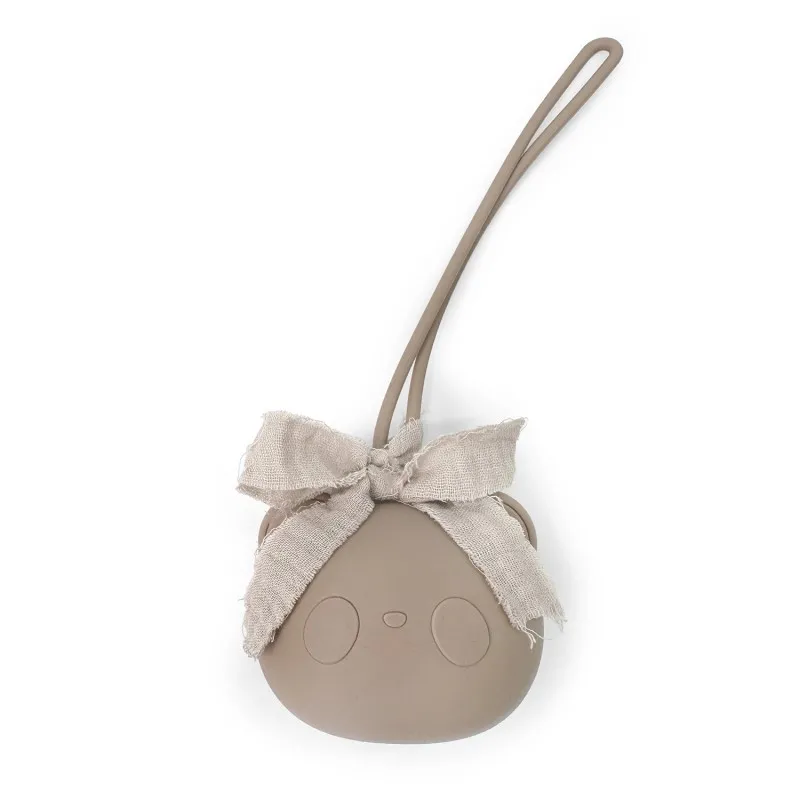 teddy pacifier holder case beige