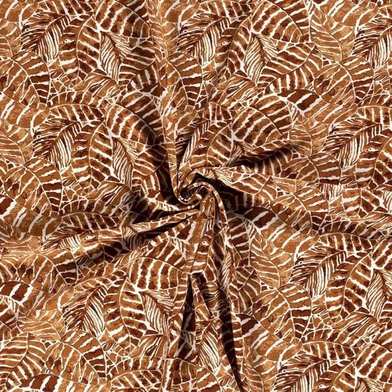 Tissu Aspect Lin Feuille Brique