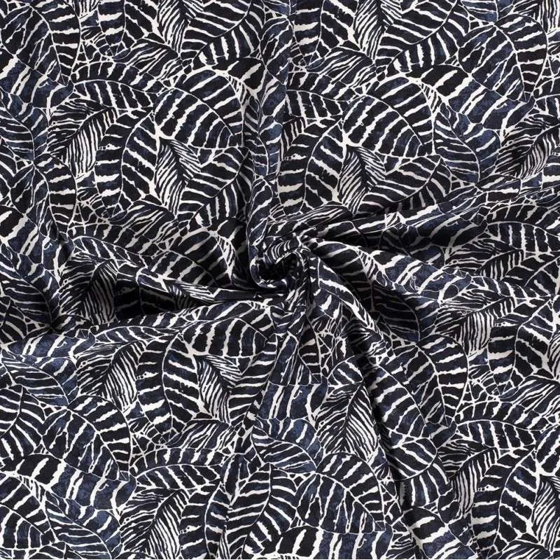 Tissu Aspect Lin Feuille Marine