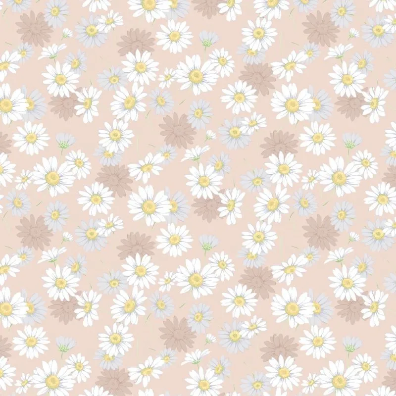 Tissu Aster Imprimé Rose Poudre