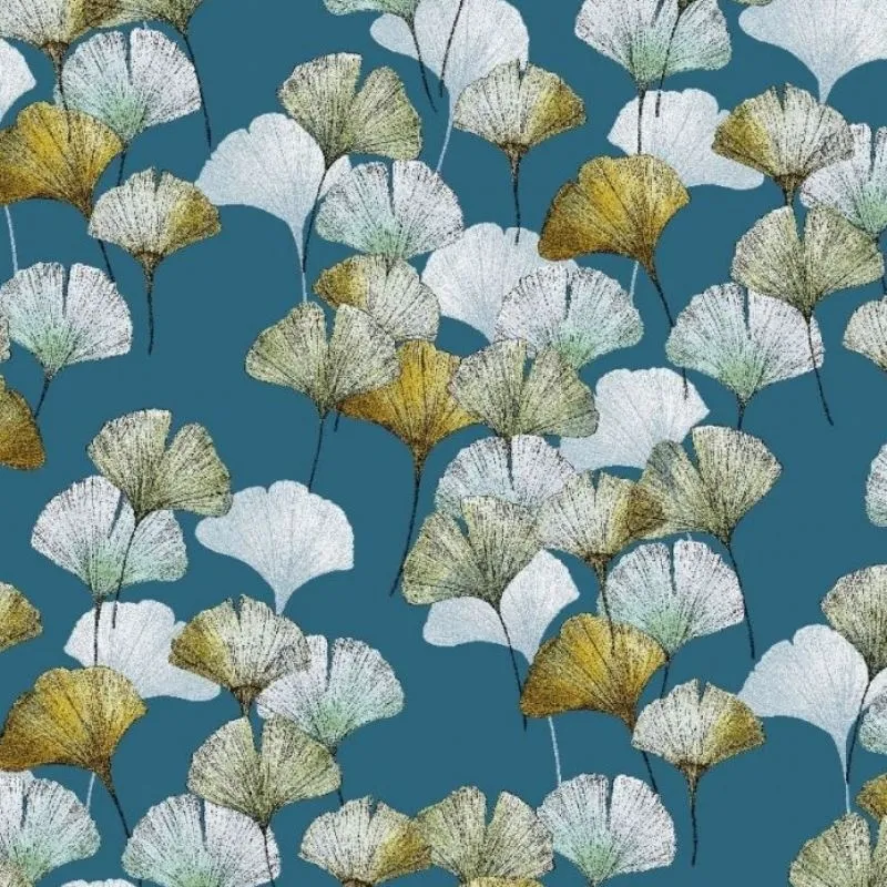 Tissu Celine Fond Bleu Canard