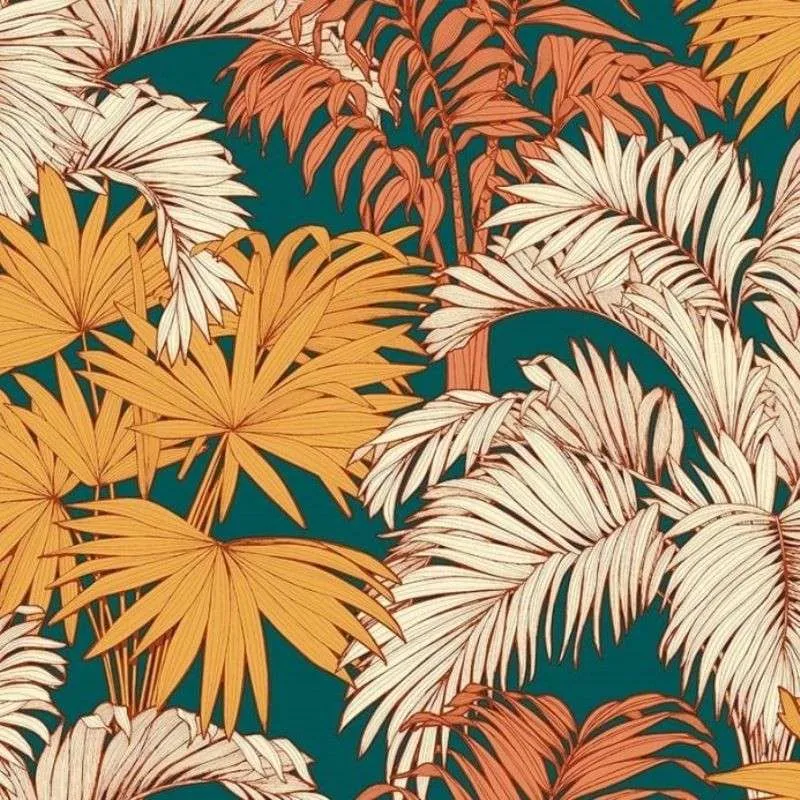 Tissu Coco Bachette Orange Fond Vert