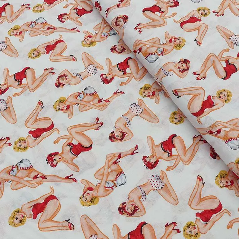 Tissu Coquines Imprimé Blanc