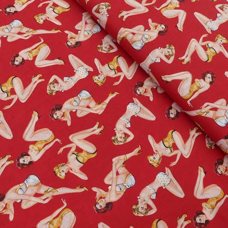 Tissu Coquines Imprimé Rouge