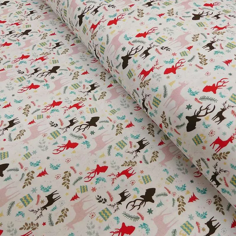 Tissu Coton Imprimé Digital Cerf cadeau