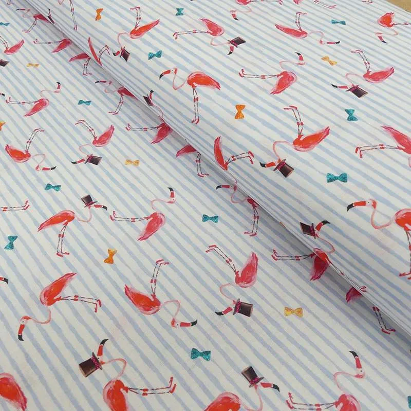 Tissu Coton Imprimé Digital Flamant noeud