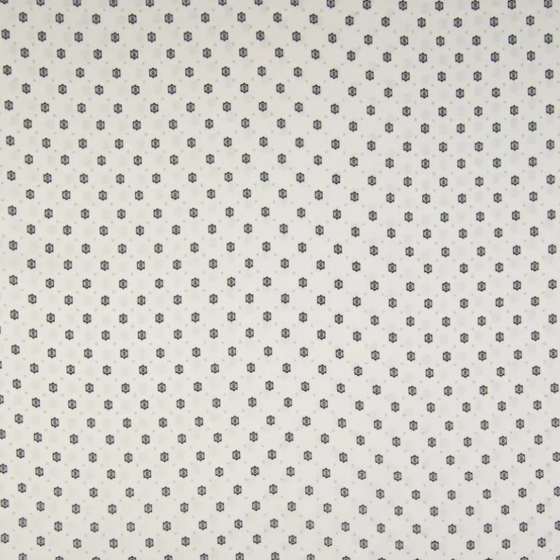 Tissu Coton Imprimé Géometrique Blanc