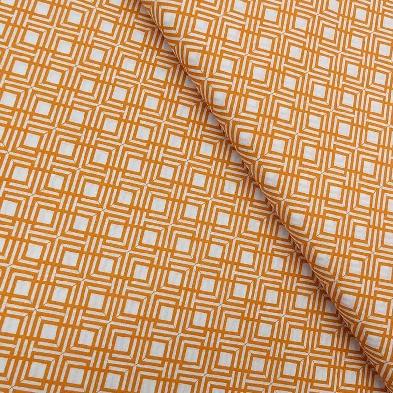 Tissu Coton Imprimé Géométrique Jaune