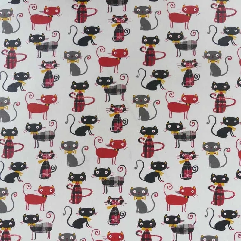 Tissu Cretonne Enduite Lord Rouge et noir