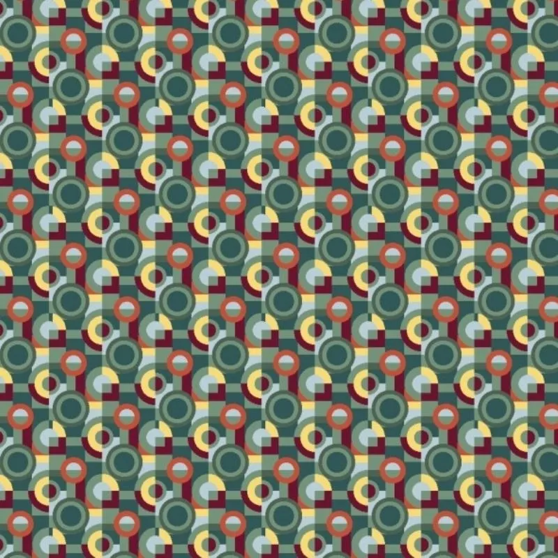 Tissu Jacquard Geo Rond Multico Fond Vert