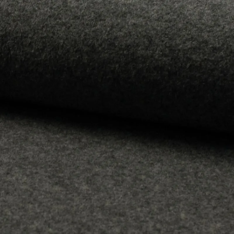 Tissu Laine Bouillie Uni Gris Moyen