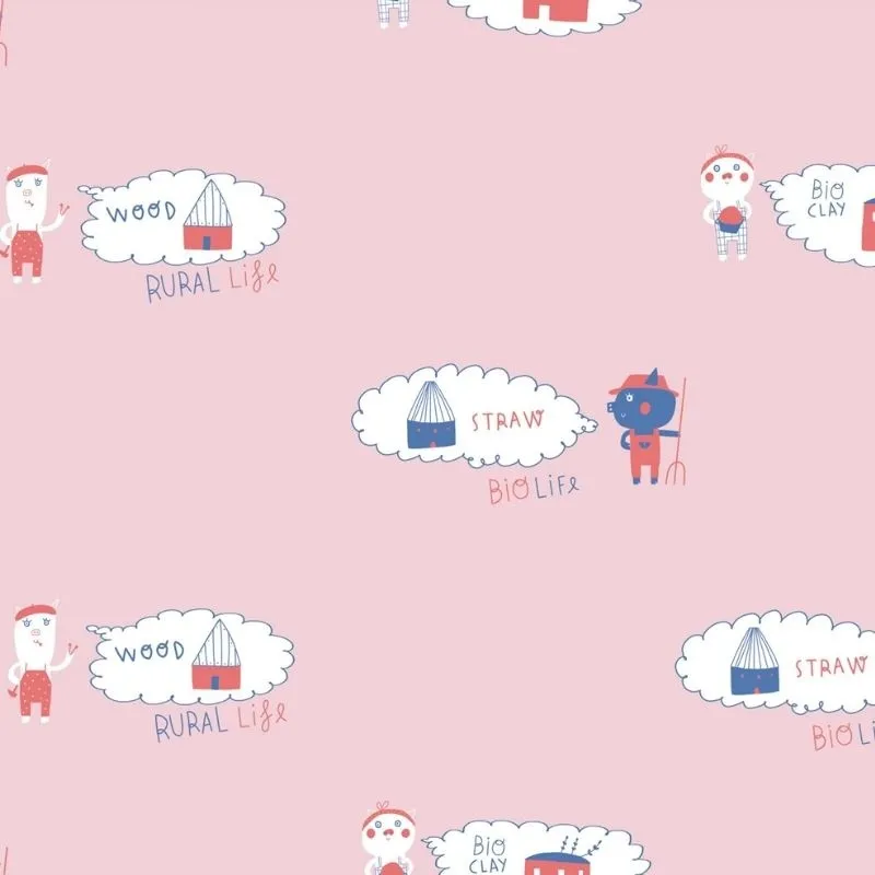 Tissu Sweat Pig Rose