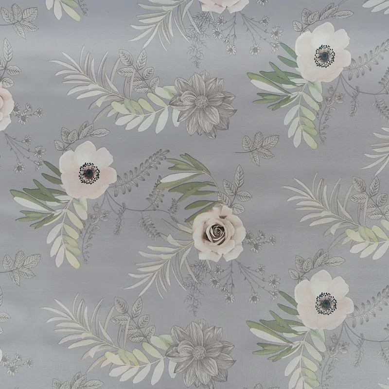 Tissu Toile Ciree Anemone Gris