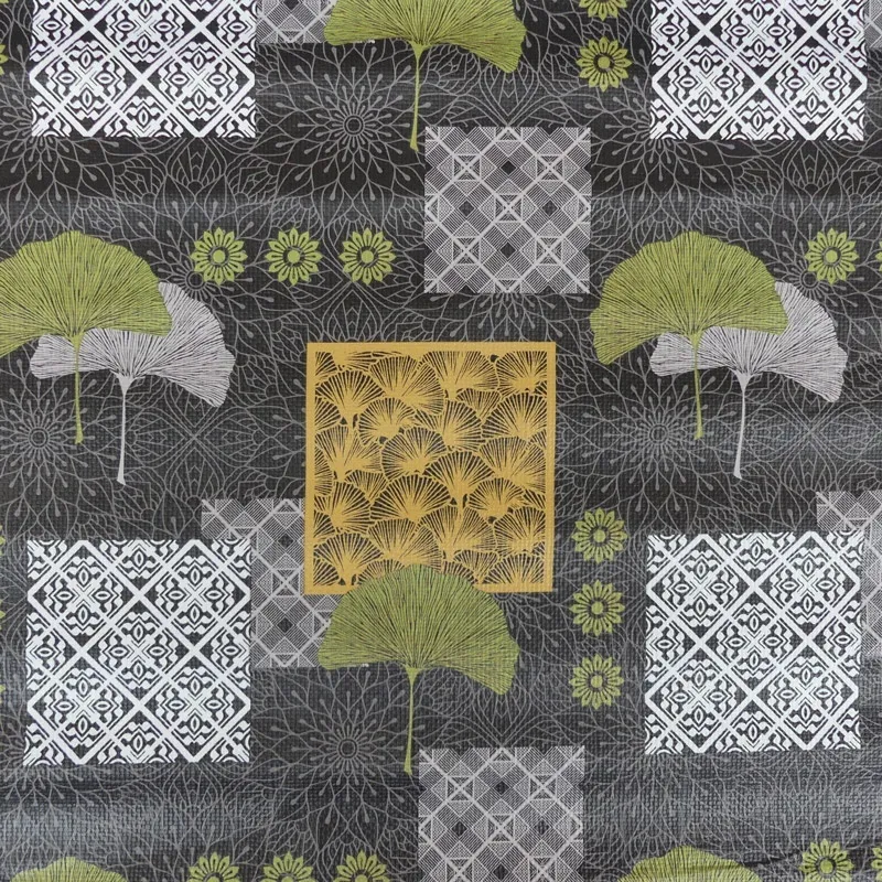 Tissu Toile Ciree Carotine Noir