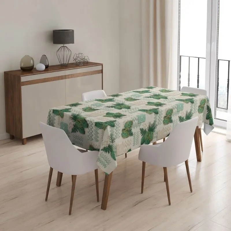 Tissu Toile Cirée Matrix Monstera Vert