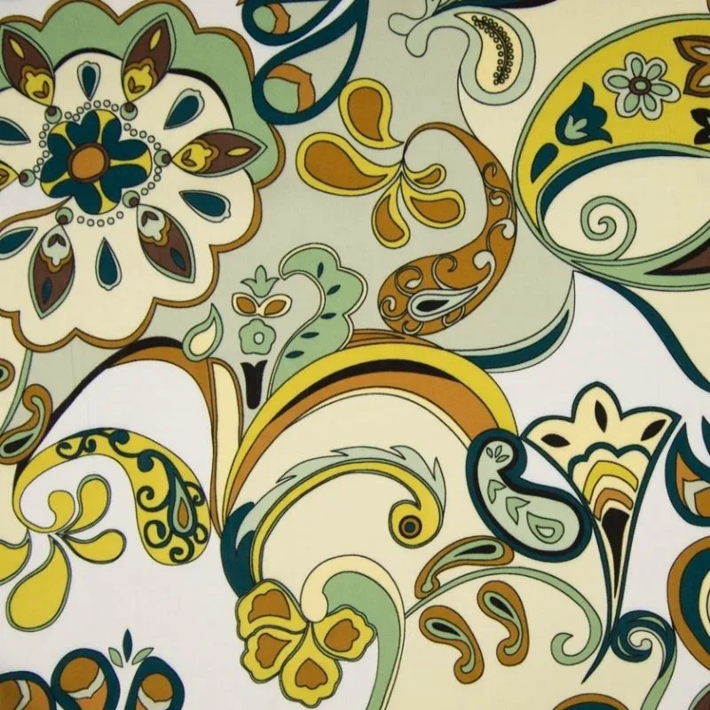 Tissu Toile Viscose Imprimée Motifs Jaune