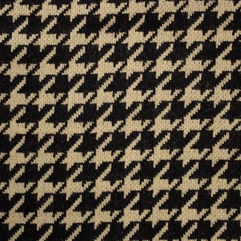 Tissu Tricot Pied de Poule Camel