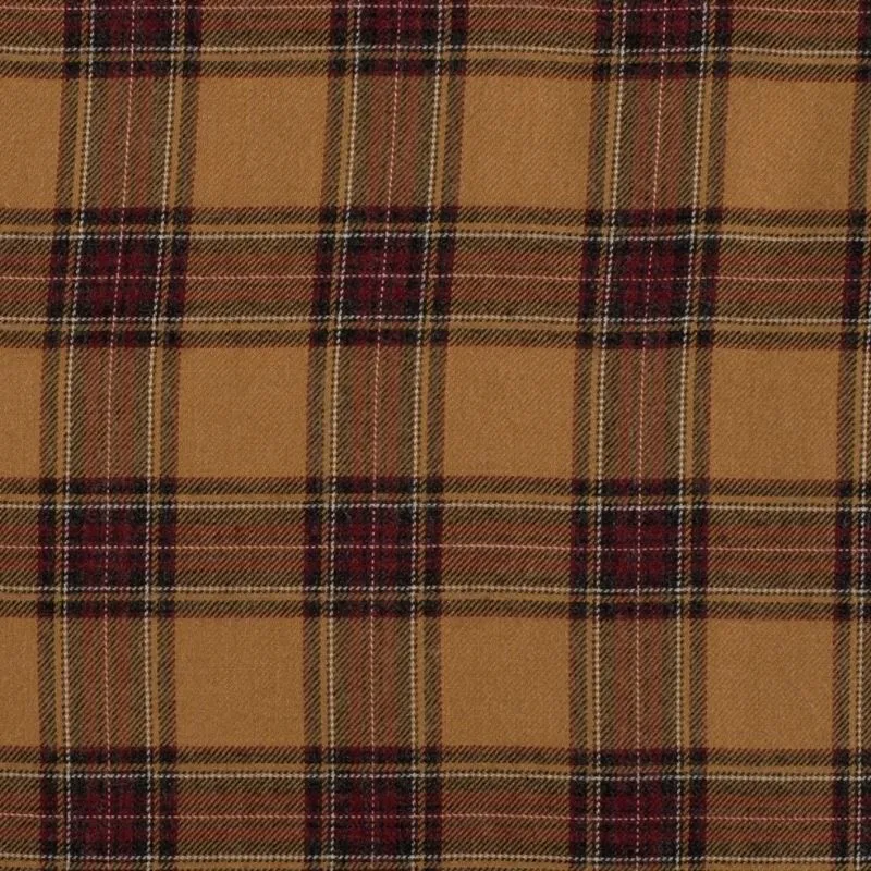 Tissu Viscose Carreaux Camel