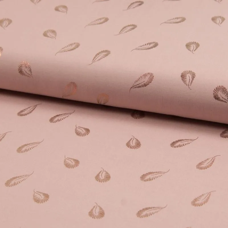 Tissu Viscose Feuille Foil Fond Vieux Rose