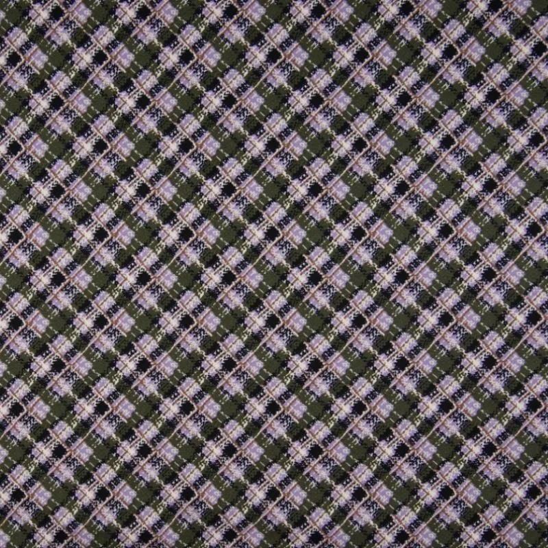 Tissu Viscose Imprimé Carreaux Lilas
