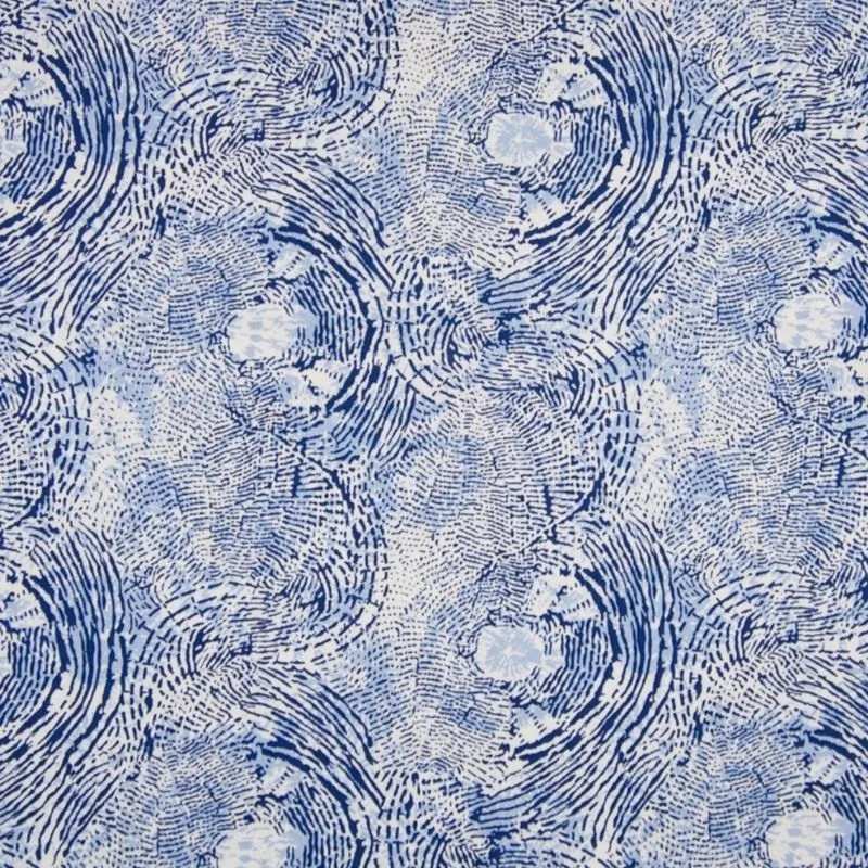 Tissu Viscose Imprimé Empreinte Bleu