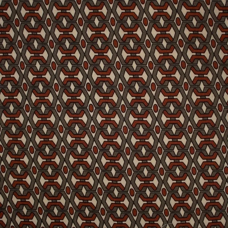 Tissu Viscose Imprimé Graphique Marron