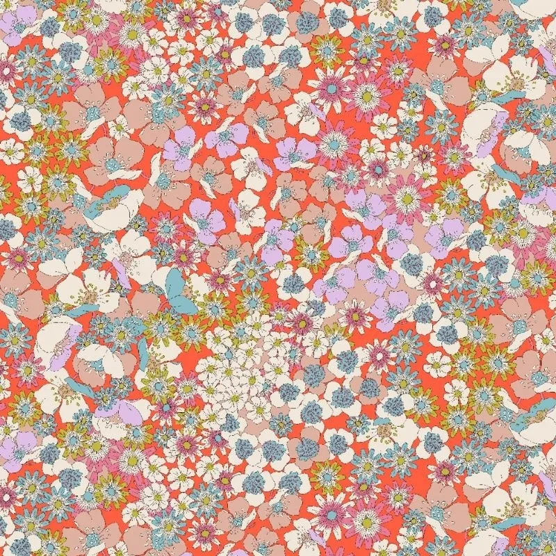 Tissu Viscose Imprimé Joplin Orange