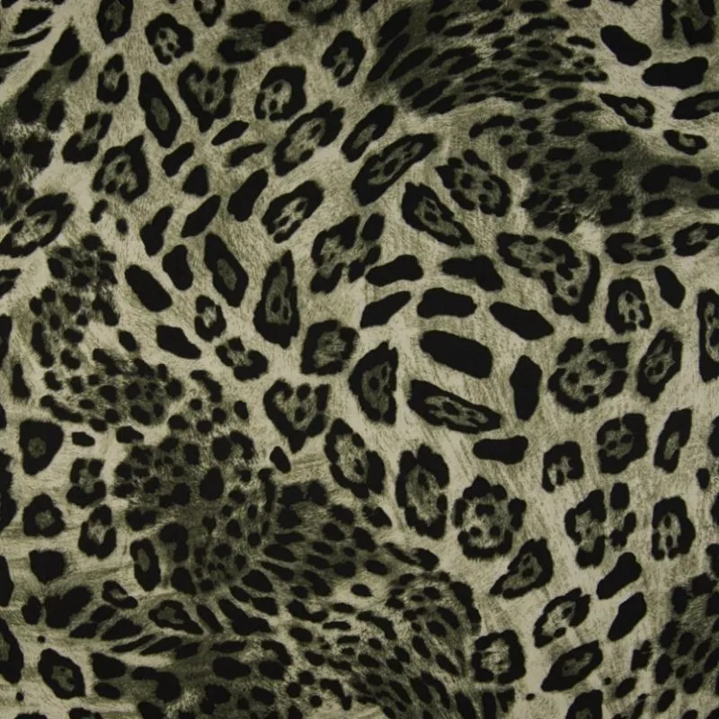 Tissu Viscose Imprimé Panthere Kaki